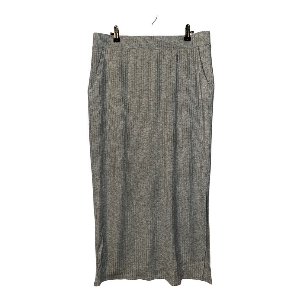 Heatherly Stitch Fix Gray‎ Ribbed Ankle Skirt, XXL